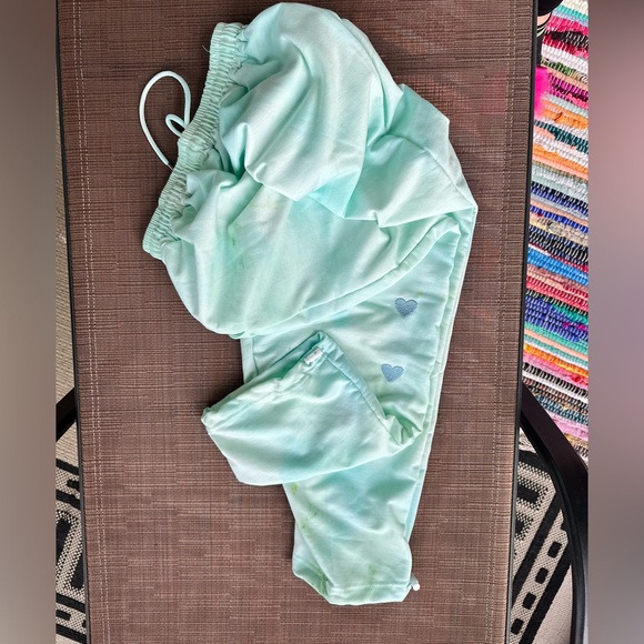 Aqua Tie-Dye Printed Heart Pants - Picture 2 of 8